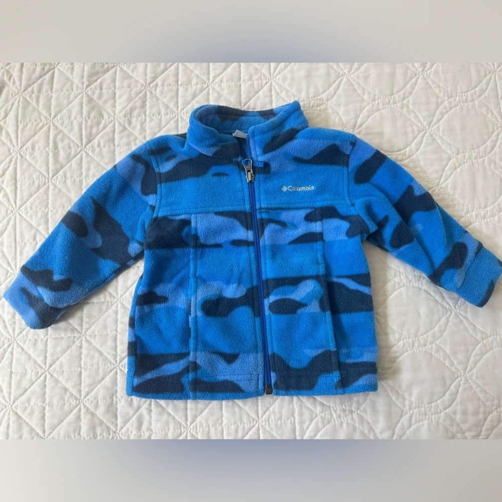 Columbia 6-12M Blue Camo Fleece Zip-up Jacket